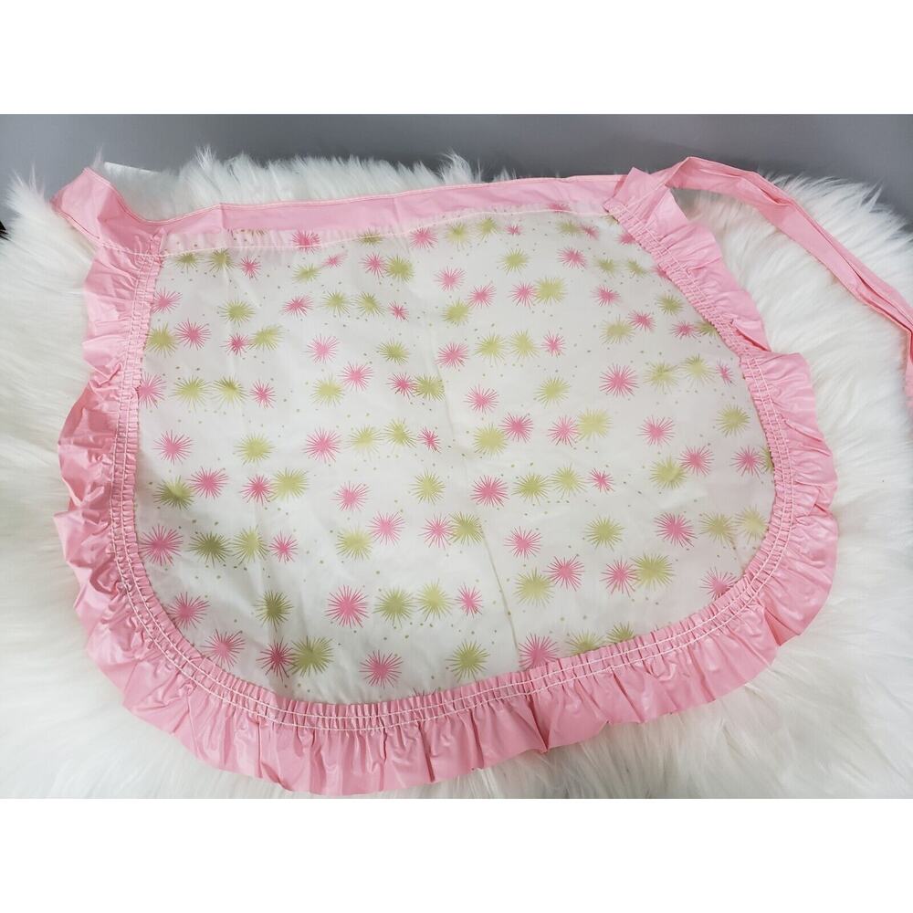 Vintage Mid Century 50s Gold Pink Half Apron Space Age Atomic Era Mom Housewife View 6